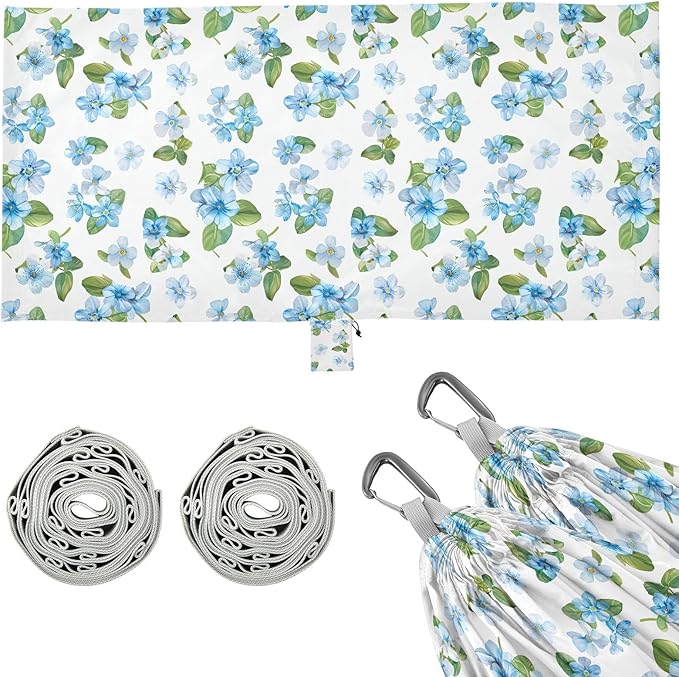 Camping Hammock Outdoor Hammocks for Outside Forget-me-not Flower Beach Trees Portable Lightweight with Pockets Tree Straps Indoor
