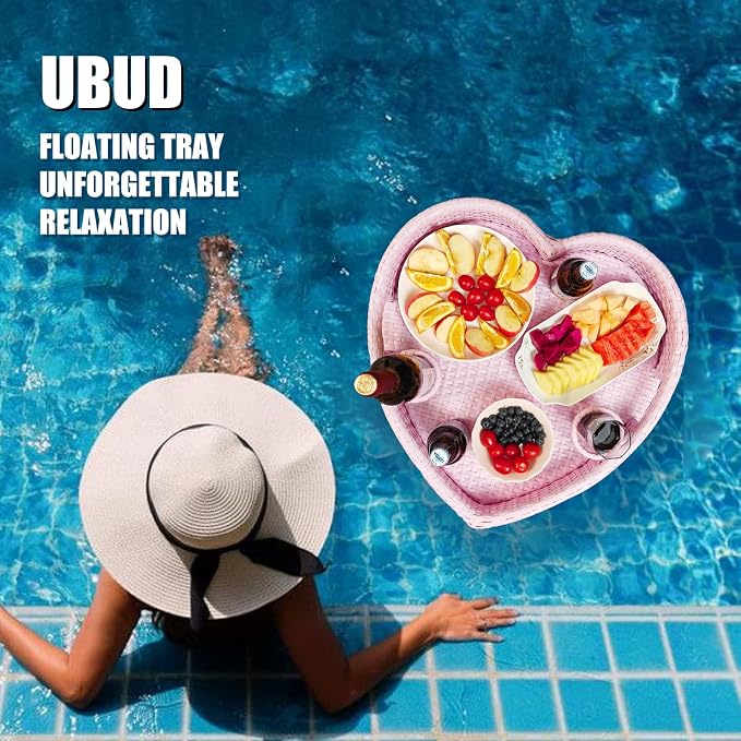 Floating Tray for Pool，Floating Pool Tray, Floating Tray - Floating Pool Table, Ideal for Food & Drinks - Floating Table for Pool - Essential Floating Food Tray for Pool Activities(Heart-Shaped)