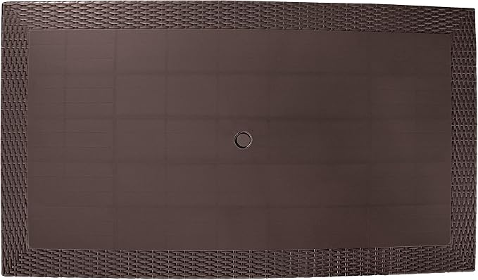 LeisureMod Mace Modern Weave Design Outdoor Patio Rectangle Dining Table (Brown)