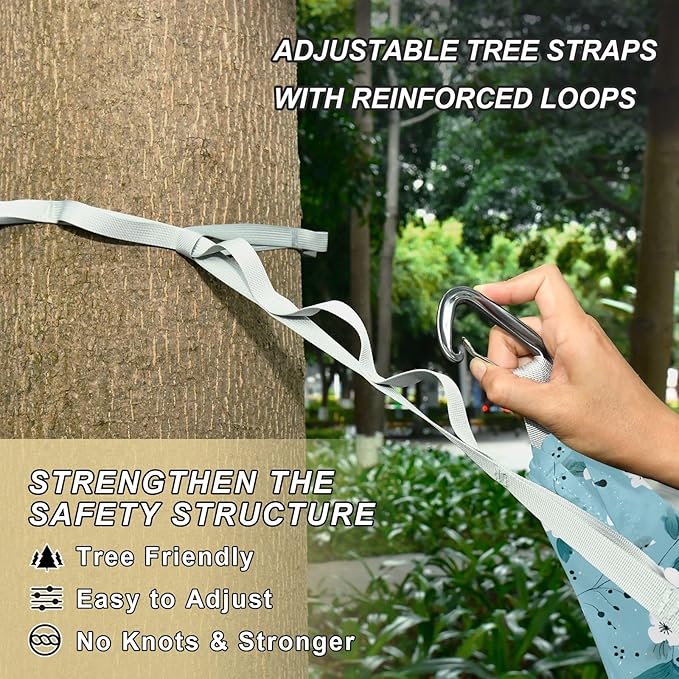 Camping Hammock Outdoor Hammocks for Outside Blue White Floral Cute Beach Trees Portable Lightweight with Pockets Tree Straps Indoor