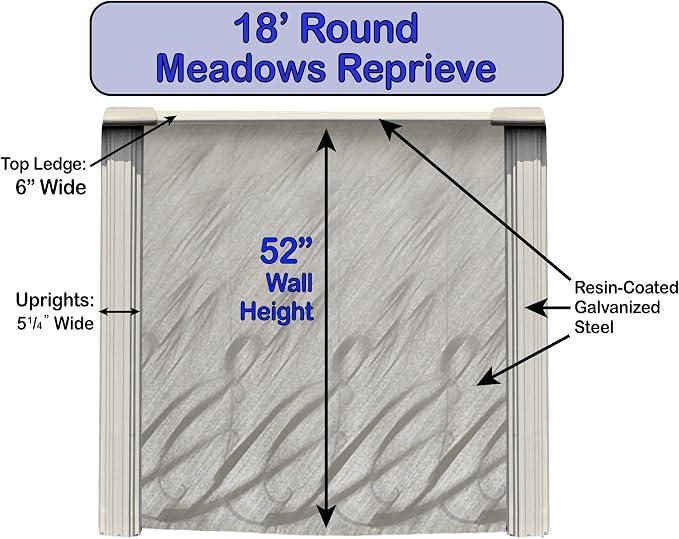 Meadows 18 ft Round Above Ground Swimming Pool Kit | 52 Inch Steel Walls | Bundle Includes: 25 Gauge Liner, A-Frame Ladder, Sand Filter System with Pump & Skimmer