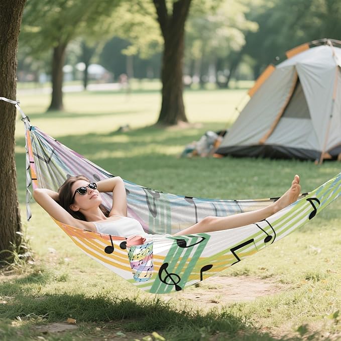 Colorful Cartoon Sheet Music 330lb Capacity Hammocks for Camping with Hanging Rope Fabric Hammock for Outside Beach Patio Garden hamaca para adultos