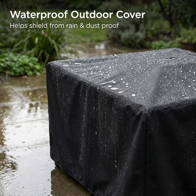 WOMACO Heavy Duty Square Patio Fire Pit/Table Cover, Waterproof Outdoor Furniture Cover (48" x 48" x 29", Black)