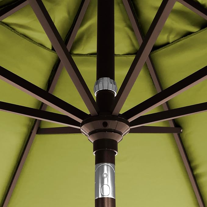 California Umbrella 5-Year-Non-Fading, 9Ft Premium Patio Umbrella, Hand-Crank, Button-Tilt, Bronze Frame, Solution Dyed Kiwi Fabric