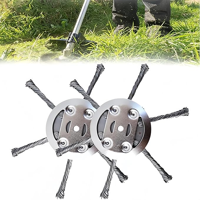 Steel Wire Grass Trimmer Head for 5mm Aperture, 2026 Upgrade String Trimmer Replacement Head, Universal Steel Trimmer Blade for Lawn Garden Home Use (2Pcs)