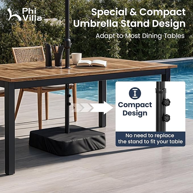 PHI VILLA 15ft Large Patio Umbrellas with Base, Outdoor Double-Sided Rectangle Market Umbrella for Pool Lawn Garden, Haze Blue