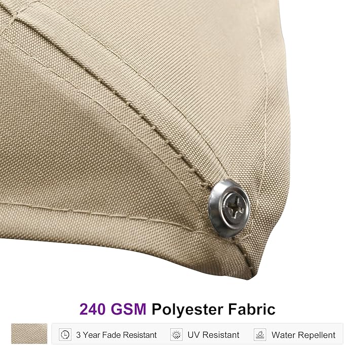 PURPLE LEAF 13' X 10' Space Saving Rectangle Patio Umbrella Large Outdoor Aluminum Offset Umbrella with 360-degree Rotation Cantilever Umbrella with Base Included for Garden Deck Backyard Pool Beige