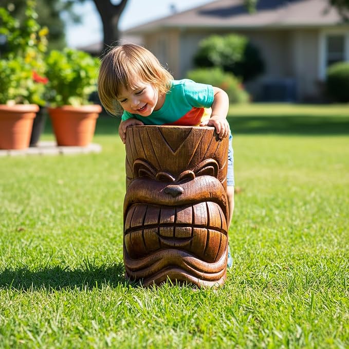 Outdoor Decor Tiki Face Sculpture-Tiki Totem Statues Waterproof Decorative Yard Patio Decorations