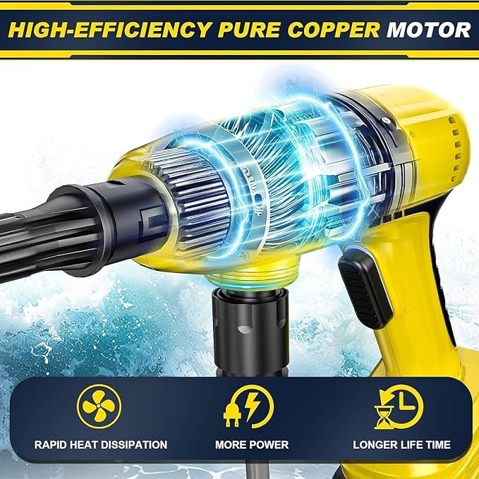 Cordless Portable Washer with Brushless Motor, 2x4000mAh Batteries & Fast Charger, 6-in-1 Nozzle, 16.5FT Hose, Extension Rod & Storage Case, Handheld Cleaning Tool for Car, Home, Patio & Garden