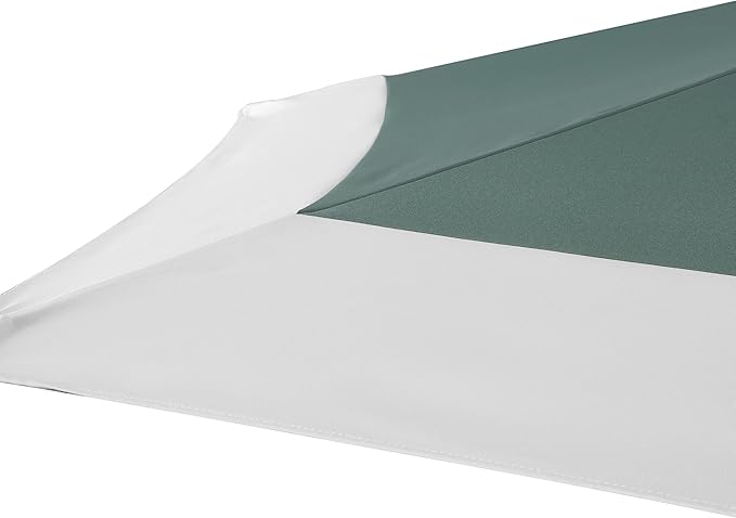 JONATHAN Y Spencer 9 ft. Solar Powered LED Patio Umbrella with Crank and Tilt, Hexagon Outdoor Market Sunshade for Garden, Deck and Pool, Green/White, Dark Brown Pole UMB1100E