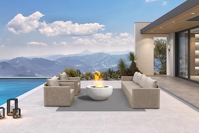 PURPLE LEAF 6 Pieces Patio Conversation Sets PP Rope Patio Sofa Sectional Set with Cushion Patio Conversation Set for Garden Poolside Backyard Beige