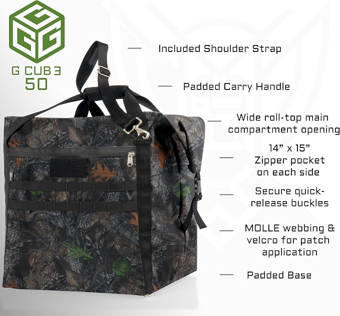 Xtreme Sight Line ~ AQUA G CUBƎ 50 Waterproof Faraday Bag for Small to Medium Generators and Electronics ~ Protects Against EMP/CME/EMF/RF ~ Diamond Form Farday Interior ~ Backwoods Camo