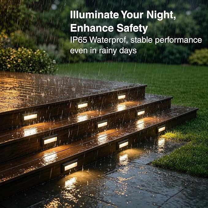 ZONK LED Outdoor Indoor Step Lights, Line Voltage 110-240V 2W Non-dimmable 3000K IP65 Waterproof Deck Stairway Retaining Wall Lights, 3Pack