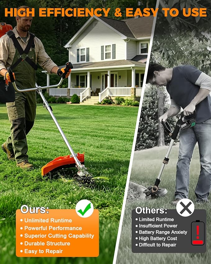 NEO-TEC 35cc 4-Cycle Gas String Trimmer 4-in-1 Heavy Duty Gas Weed Eater, 1.5HP Weed Wacker 9"Brush Cutter Powerful 16"Grass Trimmer with Shoulder Strap,Lightweight Stable Weed Trimmer for Tough Yards