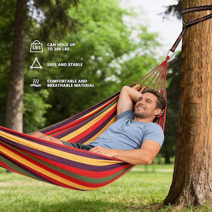Outdoor Amacas Garden Camping Hammock,Hammock Portable with Carrying Bag for Patio Yard Garden Backyard Porch Travel ﻿