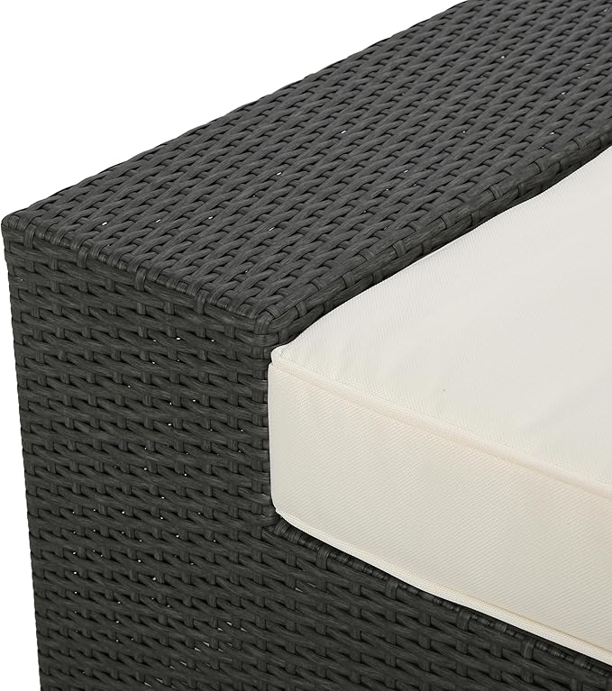 Christopher Knight Home Santa Cruz Outdoor Wicker Sectional Sofa Set with Water Resistant Cushions, 6-Pcs Set, Grey / White