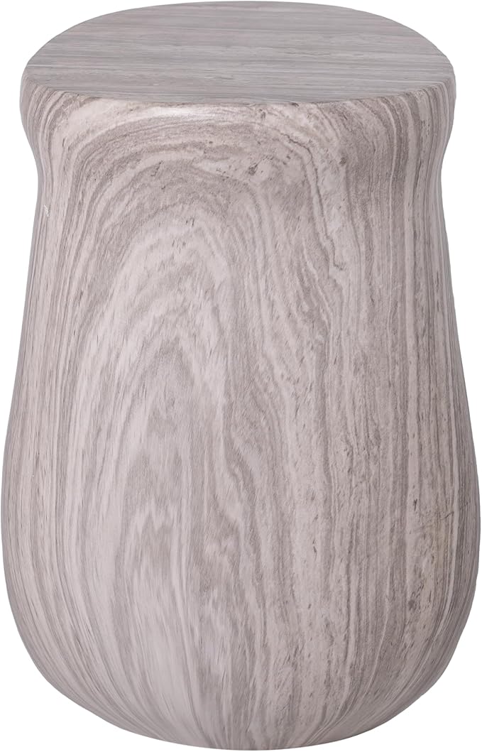 Merax 18.9" H Modern U-Shaped Accent Table, Sculptural Side Table for Garden, Balcony, Living Room, Entryway, Bedroom, Contemporary Organic Stone Side Table with Unique Veining, Gray Marble
