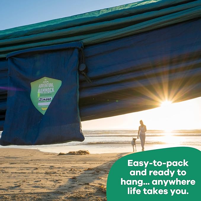 Adventure Camping Hammock & Hammock Straps by Yellow Leaf Hammocks - Fits 1-2 PPL, 400lb max, Weathersafe, Super Strong, Easy to Hang, Ultrasoft, Easy to Pack - Color: Blue & Green