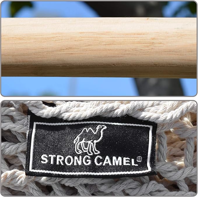 Strong Camel Hanging Caribbean Polyester Hammock Chair 48 Inch (White)