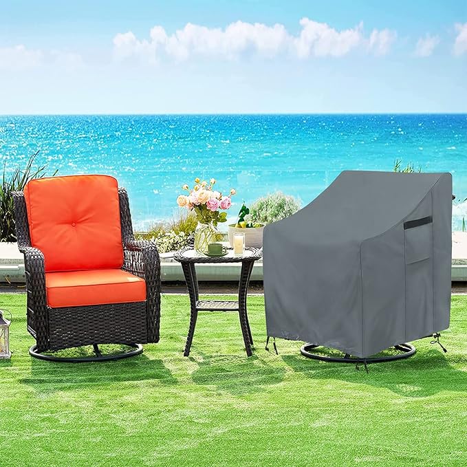 Patio Chair Covers, Outdoor Swivel Lounge Chair Cover 4 Pack, (30 L x 34 W x 38.5 H inches) Waterproof Heavy Duty Outdoor Chair Covers, gray
