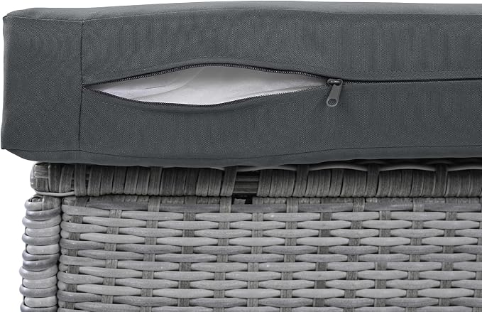 Outdoor Patio Rattan Sectional Sofa Set with Adjustable Height Table and 2 Ottomans, All-Weather Conversation Sets with Seats Side Tables and Adjustable Backrest for Garden Backyard (Grey-2.19)