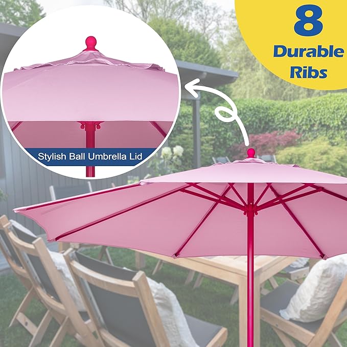 Sunnyglade 9FT Outdoor Patio Umbrella, Market Table Umbrella with 8 Sturdy Ribs and Crank System, Fade-resistant & Waterproof for Garden Backyard Poolside Deck