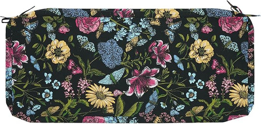 FUNHOME Outdoor Cushion Covers,42" x 18" x 3", No Insert! Patio Cushion Covers Replacement,Water Resistant Patio Bench Loveseat Cushion Covers 1 Pack, Black Flower Butterfly(Covers ONLY)