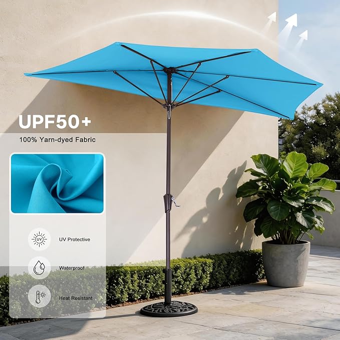 ABCCANOPY Patio Umbrella 9FT - Outdoor Half Umbrellas for Patio, Backyard, Garden, Deck (Turquoise)