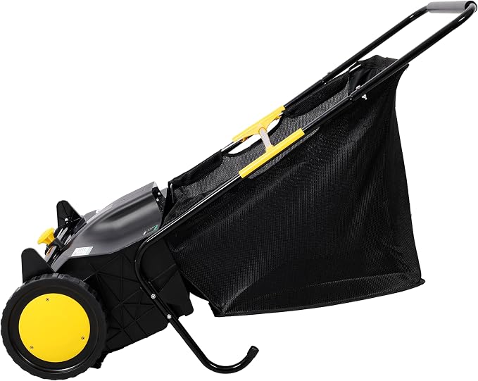 21 inch Hand Push Lawn Sweeper with 3.5 cu ft Hopper & Adjustable Brush Height, 4‑Brush Leaf & Grass Collector for Yard, Garden, Sidewalks