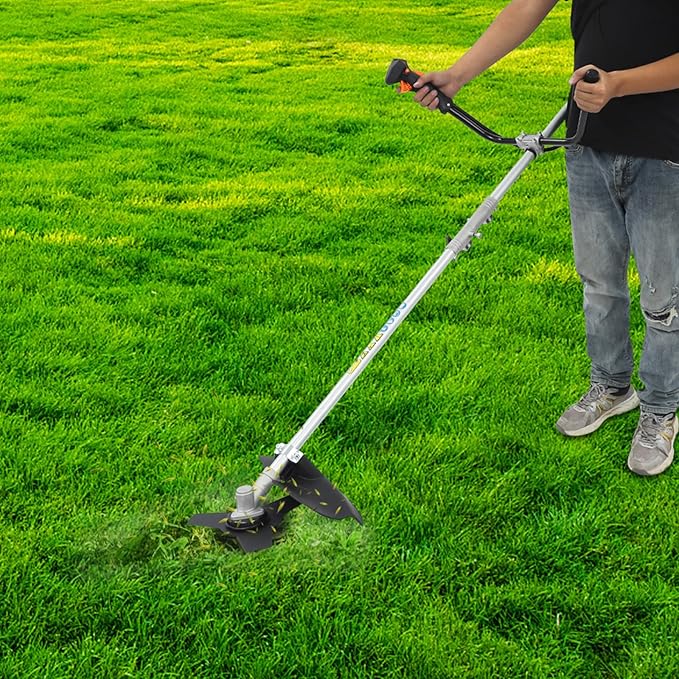 42.7CC Gas Weed Wacker, 2-Stroke String Trimmer/Edger Single Cylinder Air Cooled Engine Multi Purpose Gas Powered Weed Trimmer with Straight Shaft Lawnmower Strings for Home Lawn Tea Garden