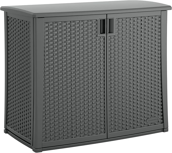 Suncast 4 Pack Lockable Outdoor Cabinet Storage for Patio, Garden and Backyard, 97 Gal, Cool Gray