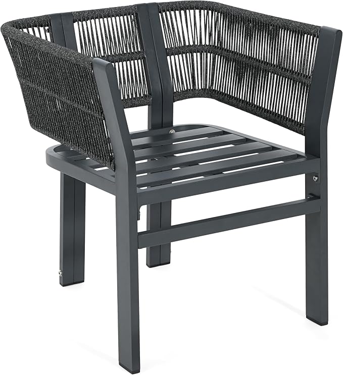 Christopher Knight Home Tamken Acacia Wood Outdoor Dining Set for 6, 7 Piece Patio Dining Table and Chair Set, Metal Outdoor Dining Armchair and Table Set with Removable Cushion, Black+Grey+Teak