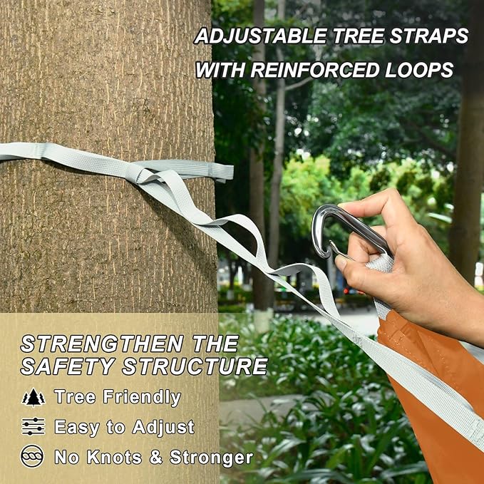 Chocolate Orange Solid Color 330lb Capacity Hammocks for Camping with Portabl Carry Bag Rope Hammock for Indoor Outdoor Patio hamacas para Deck
