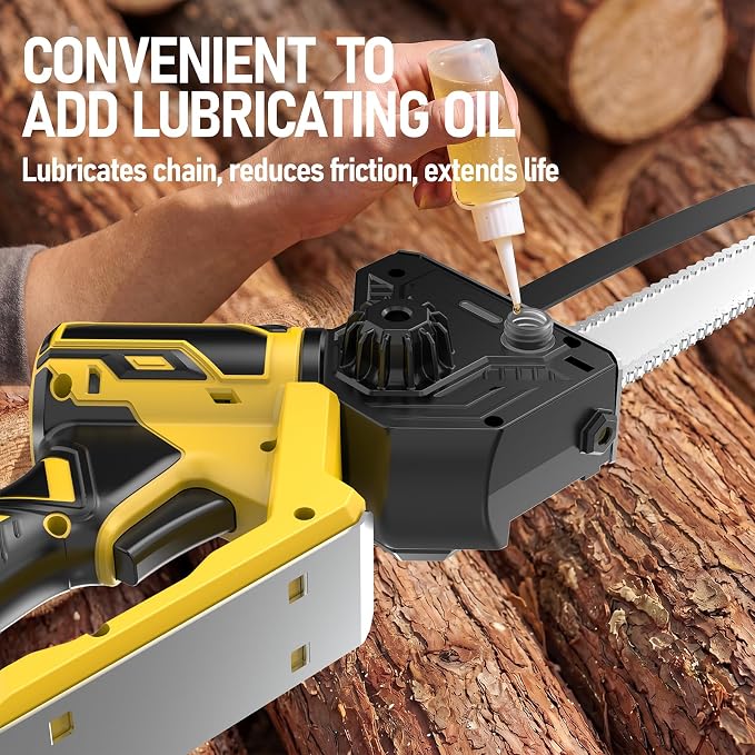 2 in 1 8" Mini Chainsaw Compatible with Dewalt 20V Battery(NO Battery) | 8" Brushless Electric Chainsaw with Rotating Head, Ruler Guide and Handle for Branch Trimming Wood Cutting