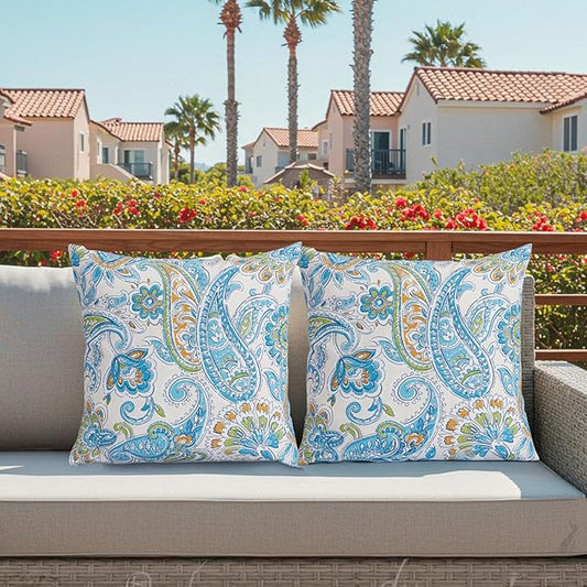 BUPPLEE Outdoor Throw Pillows Waterproof 16×16 Inch with Insert, Decorative Toss Pillows Set of 2, Rain-Proof, Fade Resistant for Patio Furniture, Sofa, Couch, Garden