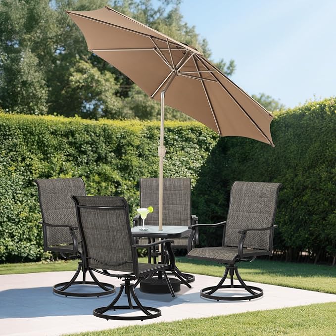 BPS 9FT Outdoor Patio Umbrella, Outdoor Market Table Umbrella with 8 Sturdy Ribs, Push Button Tilt and Crank for Garden, Deck, Backyard, Poolside