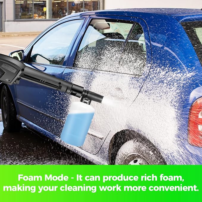 Pressure Washer 4800PSI, Power Washer with with 33ft Pressure Hose, 4 Nozzle and Foam Cannon, Powerwashers for Home, Cars, Patio, Green