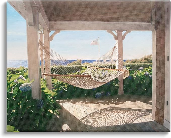 Stupell Industries Tranquil Hammock Warm Sunlit Porch Rural Garden Canvas Wall Art, Design By Tom Mielko