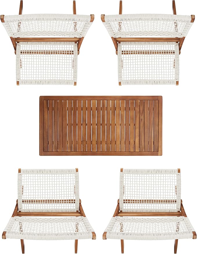 SAFAVIEH Outdoor Collection Blaze Natural/White 5-Piece Conversation Patio Set