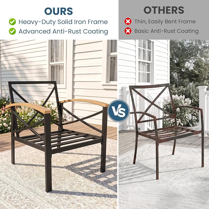 3-Piece Outdoor Patio Furniture Set for All-Weather, Heavy-Duty Metal Outside Furniture with Washable Thick Cushions, Patio Sectional with Coffee Table for Patio, Deck, Backyard, Garden, Beige