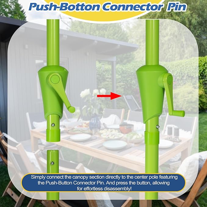 Sunnyglade 9FT Outdoor Patio Umbrella, Market Table Umbrella with 8 Sturdy Ribs and Crank System, Fade-resistant & Waterproof for Garden Backyard Poolside Deck