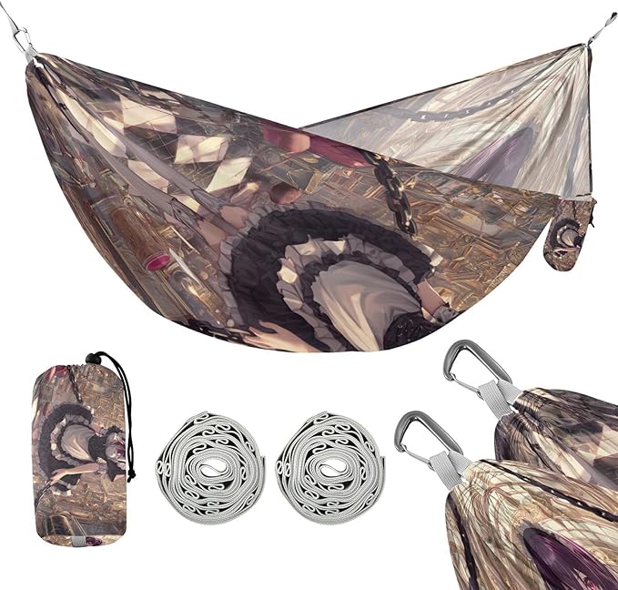 Anime Maid Chain Girl Outdoor Hammock with Portabl Carry Bag Portable Hammock for Outside Patio Garden