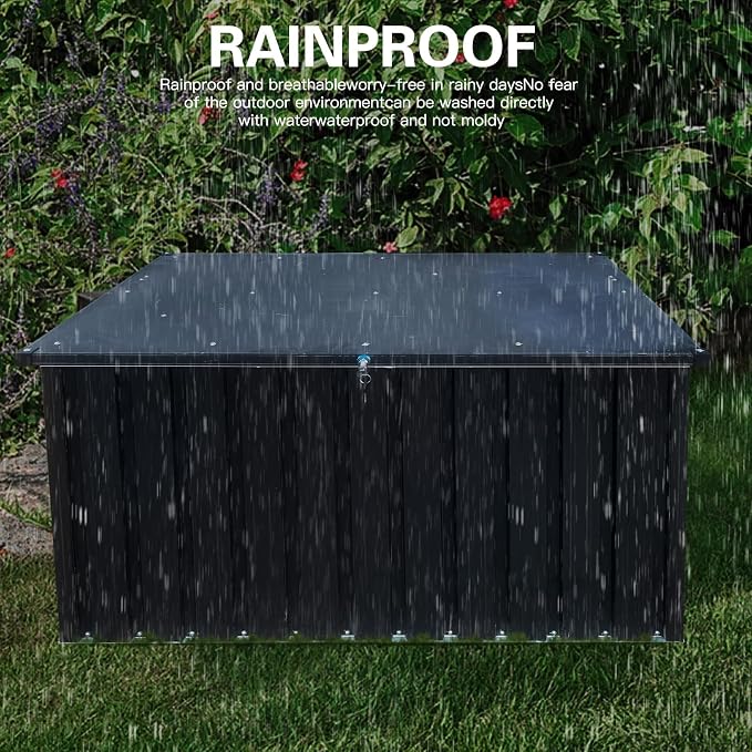 Garvee Outdoor Storage Box, 180 Gallon Waterproof Metal Storage Box, Outdoor Deck Boxes, UV Resistant Patio Storage Box with Lockable Lid for Patio Furniture Cushions, Pillows, Garden Tools, Blank