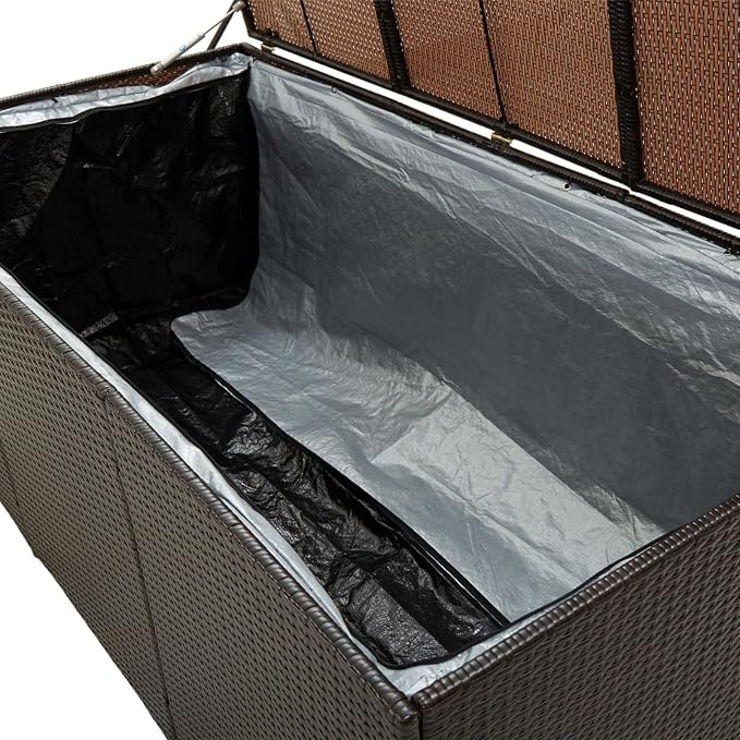 Patio Storage Box Deck Storage Box Outdoor Storage Cabinet Waterproof Storage Containers Storage Outdoor Poly Rattan 70.8"x35.4"x29.5" Brown