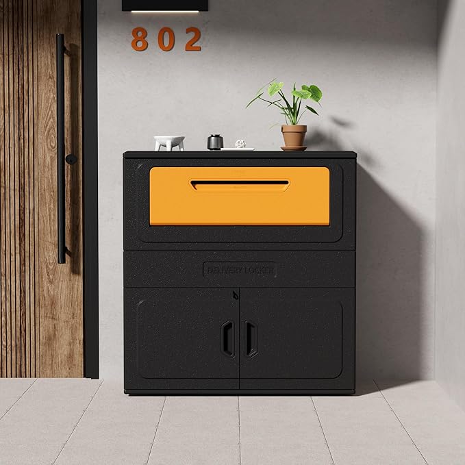 Mrosaa Package Delivery Boxes for Outside,Resin Anti-theft Lockable Package Delivery Box,Waterproof Deck Box for Porch, House, Curb, Patio,Bakcyard