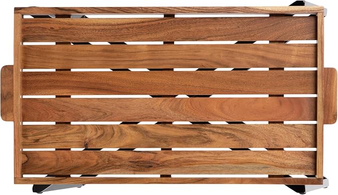 Kate and Laurel Monaco Transitional Wood Tray Table for Patio, 31 x 16 x 28, Natural Brown and Black, Decorative Modern Indoor or Outdoor Coffee Table or Side Table with Removable Serving Tray Top
