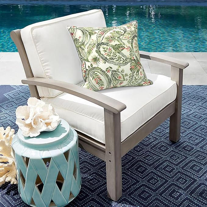 Outdoor Throw Pillow Covers Pack of 2, Decorative Water Repellent Square Pillow Cases with Piping 18x18 Inch, Faylinn Shadow Paisley