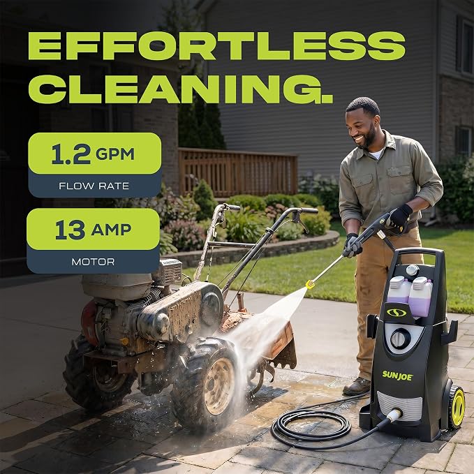 Sun Joe Pressure Washer, Electric Power Washer w/Extension Spray Wand and Hose, 2030 Max PSI (PWMA Rated)-Portable Cleaning & Washing Machine System for Patios, Decks & Sidewalks, SPX3000-PK1