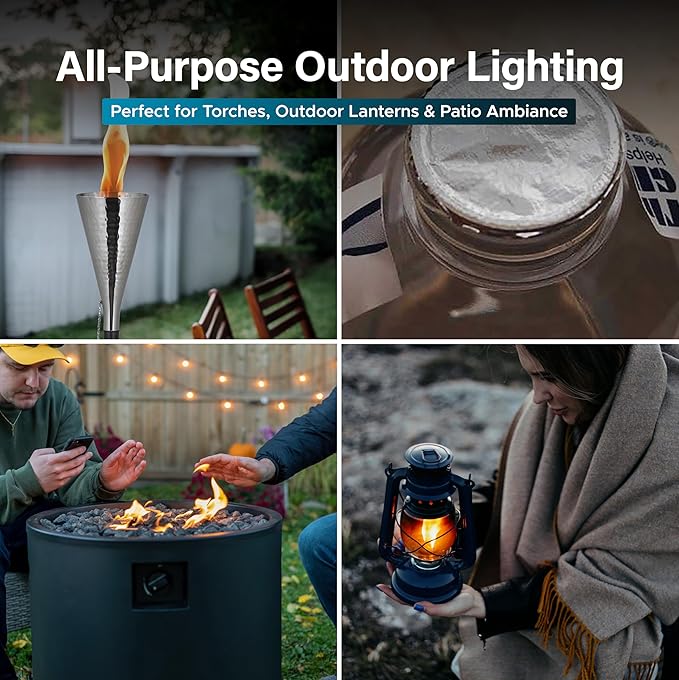 Firefly Fuel Tiki Torch Fuel – Clean-Burning Outdoor Lamp Oil for Tiki Torches and Lanterns. Low Smoke, Pure, Odorless Formula, Long-Lasting – Outdoor Patio & Garden Use - 32oz