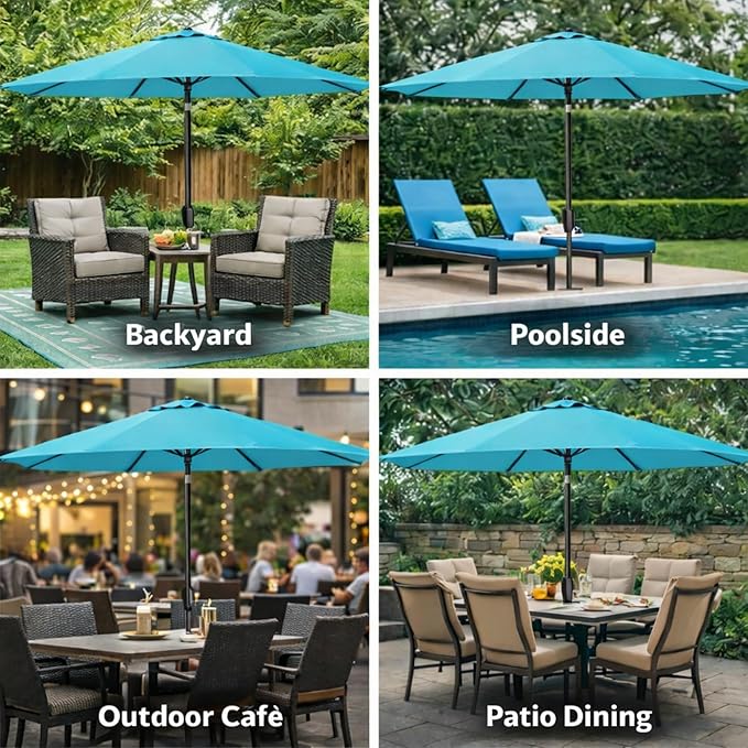 Sfmora 9ft Patio Umbrella Replacement Canopy for 8 Ribs, Outdoor Umbrella Canopy ONLY, Market Umbrella Top, Water-Resistant & UV-Protective